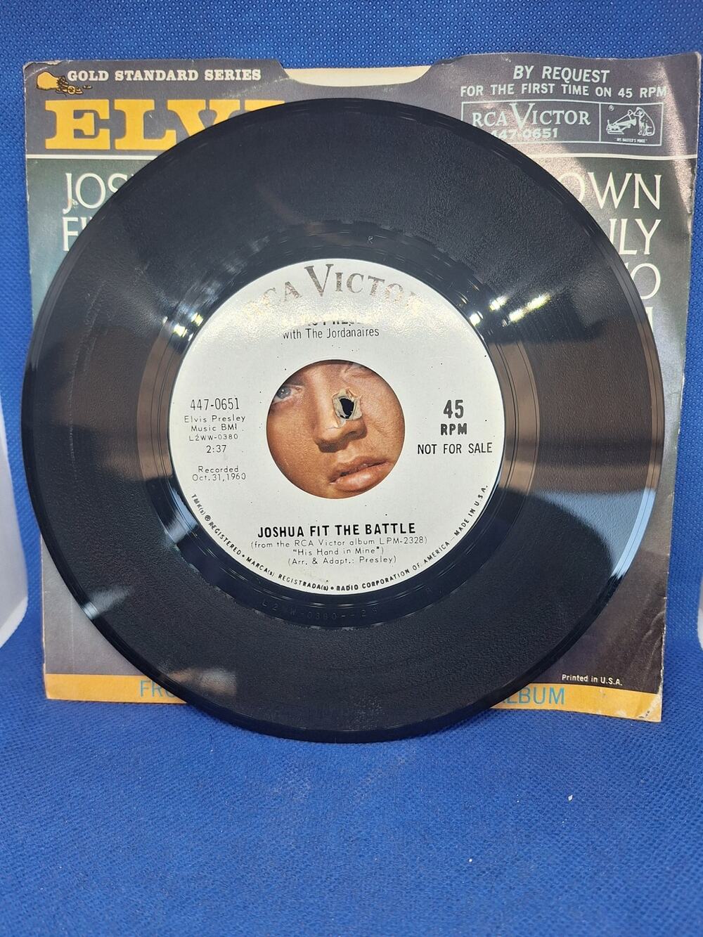 Elvis Presley RCA Victor 447-0651 DJ Promo 45 Joshua Fit Battle w/PS White Label